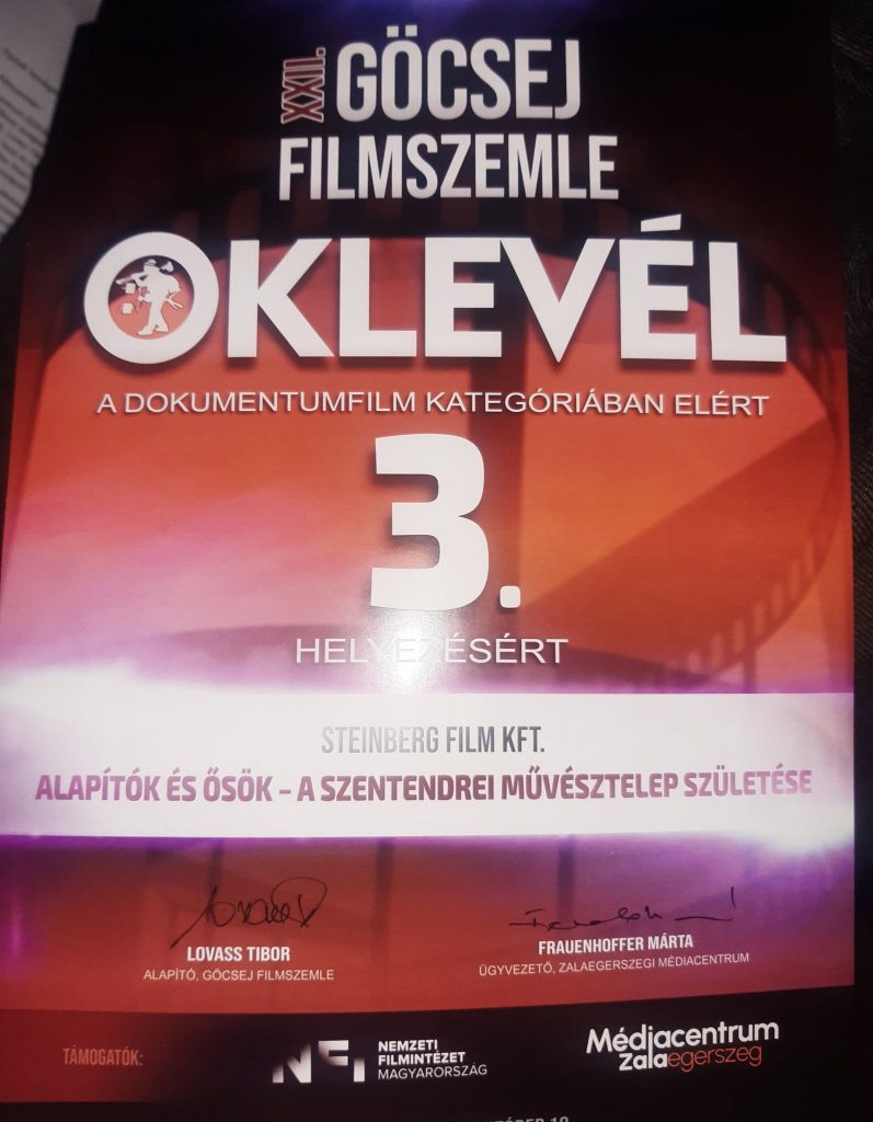 Alapítók és ősök – dokumentumfilmes III. díj, oklevél